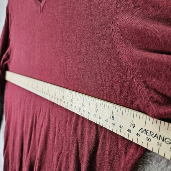 Massimo Dutti Cotton Silk Cashmere Sweater V-Neck Red Long Sleeve Knit Men's M - Picture 3 of 10